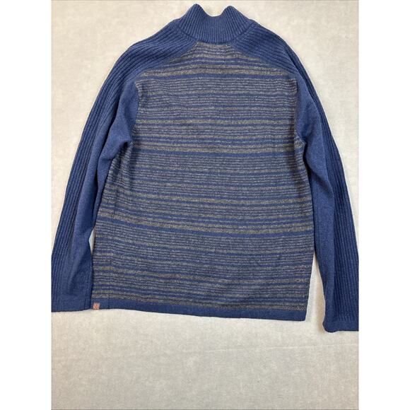 Royal Robbin’s Sweater Men’s Large Wool 1/4 Zip Striped Blue Gray Camping Spring - Picture 6 of 8